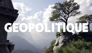 Texte Géopolitique sur un paysage de montagne
